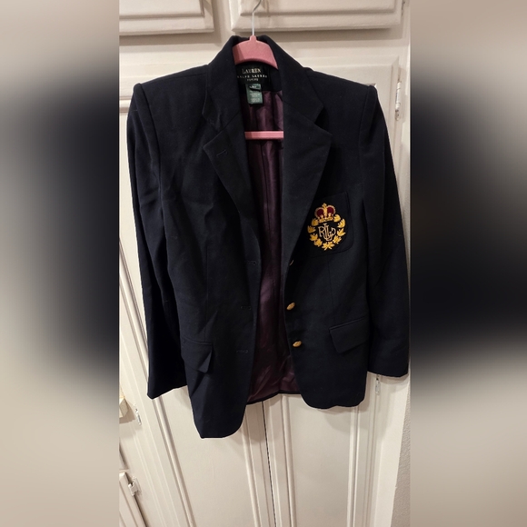 Ralph Lauren Women's Navy and Gold Stately Luxe Blazer ~ Size 8 Petite - Picture 12 of 16